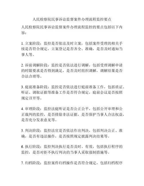 人民检察院民事诉讼监督案件办理流程监控要点