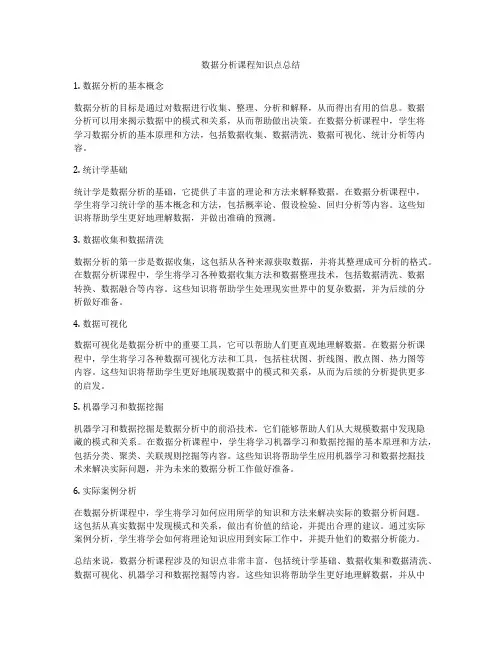 数据分析课程知识点总结