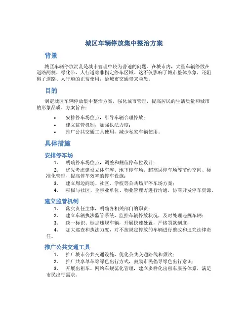 城区车辆停放集中整治方案