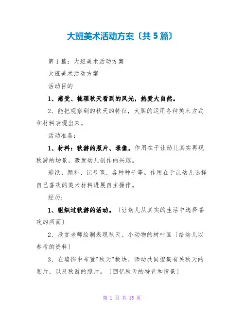 大班美术活动方案(共5篇)