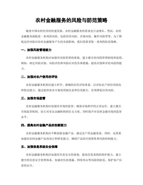 农村金融服务的风险与防范策略