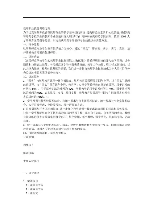 教师职业技能训练方案
