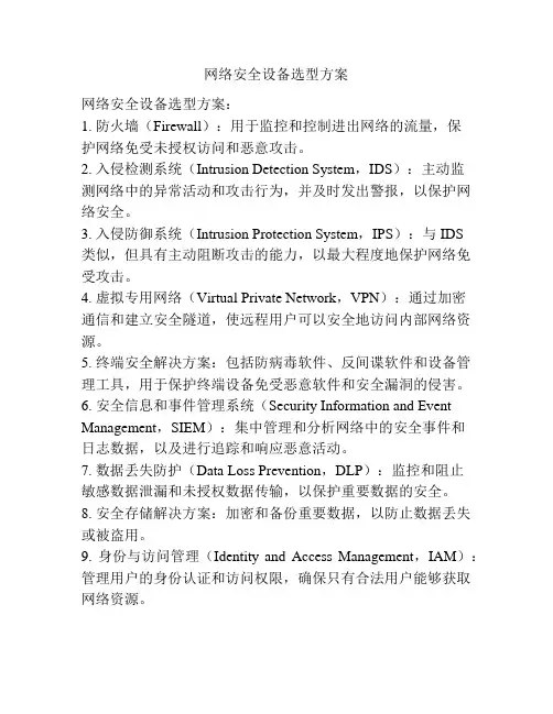 网络安全设备选型方案