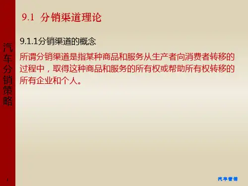 汽车市场营销课件 任务9 汽车分销策略