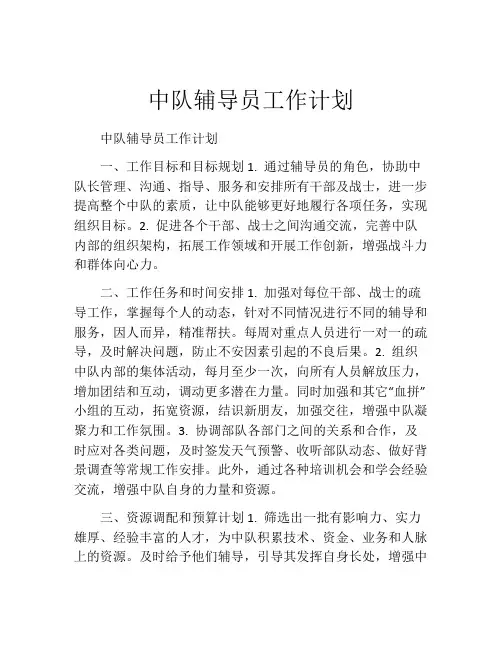 中队辅导员工作计划