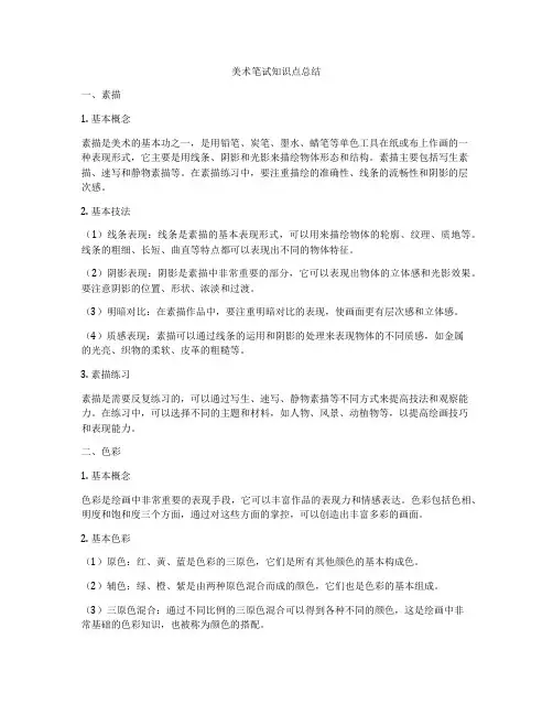 美术笔试知识点总结