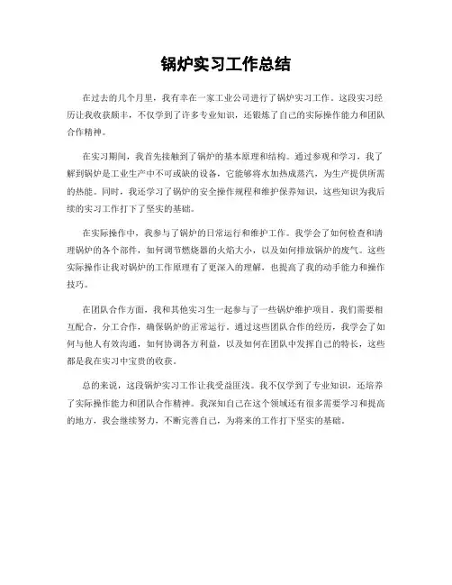 锅炉实习工作总结