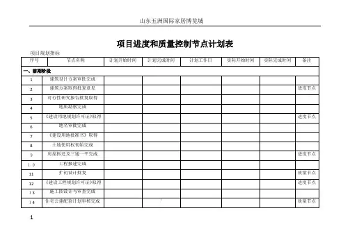 项目进度和质量控制节点计划表