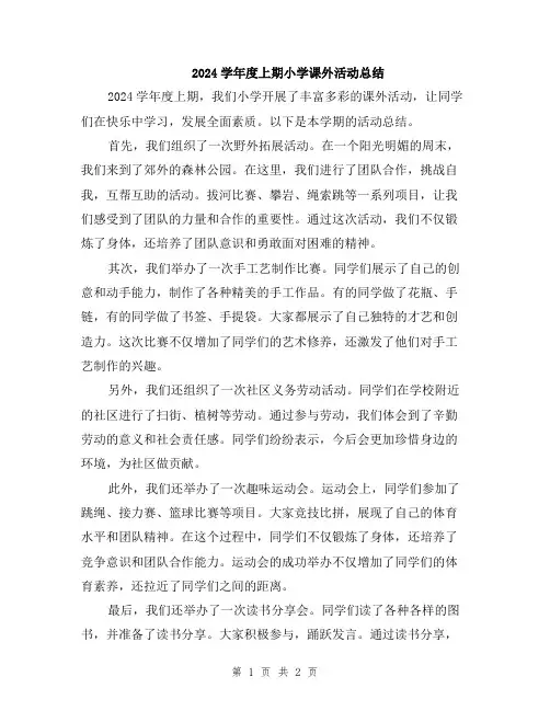 2024学年度上期小学课外活动总结