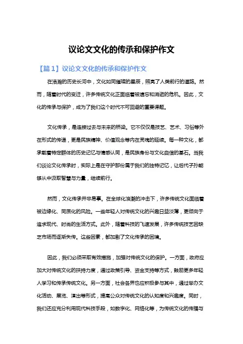 议论文文化的传承和保护作文