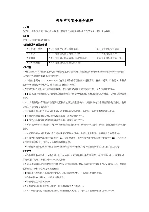 有限空间作业安全操作规程