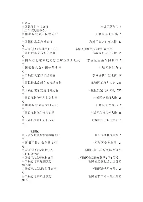 中国银行分网点布