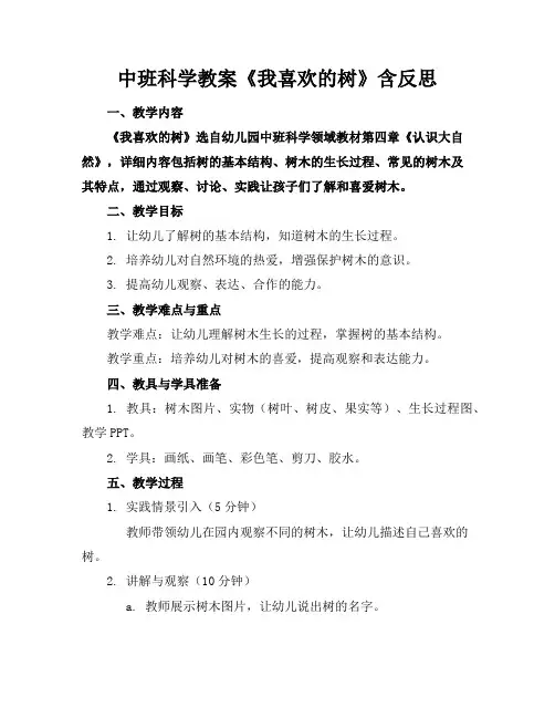 中班科学教案《我喜欢的树》含反思