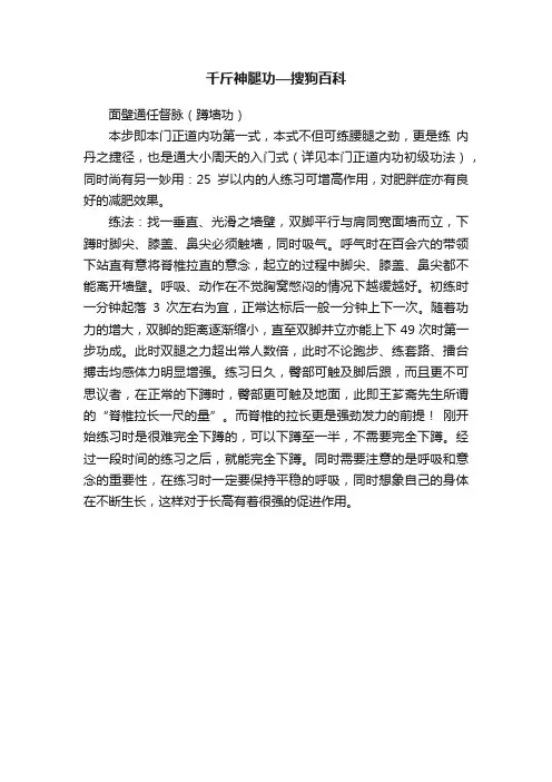千斤神腿功—搜狗百科