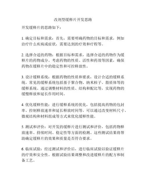 改剂型缓释片开发思路