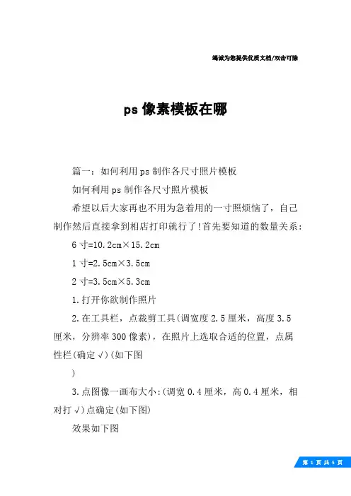 ps像素模板在哪