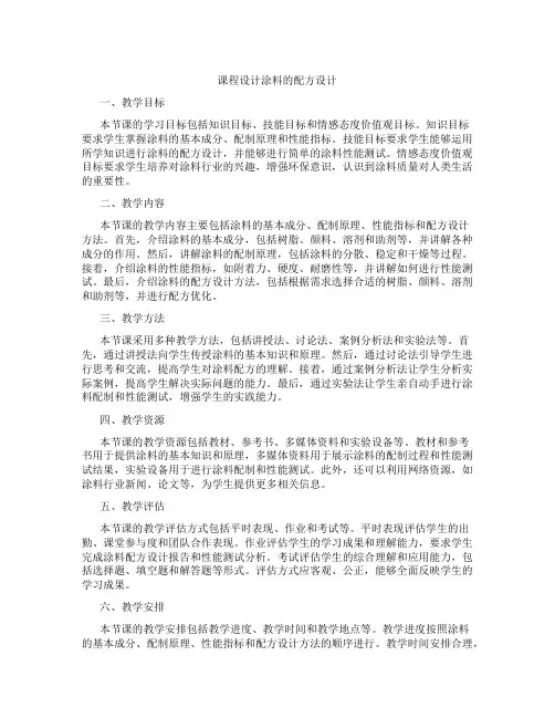 课程设计涂料的配方设计