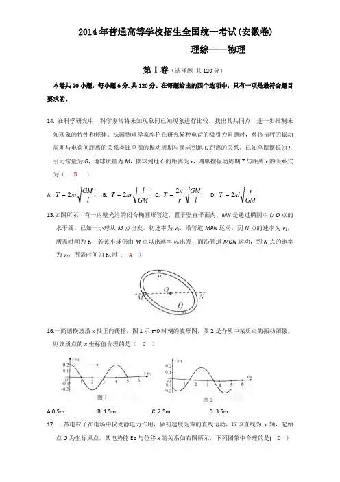 2014年高考物理(安徽卷)