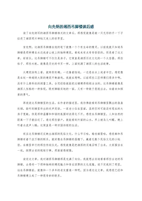 向先炳的湘西吊脚楼读后感