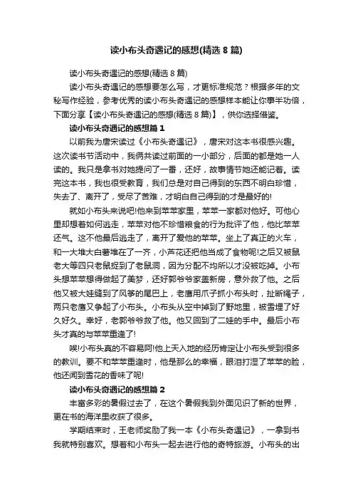 读小布头奇遇记的感想（精选8篇）