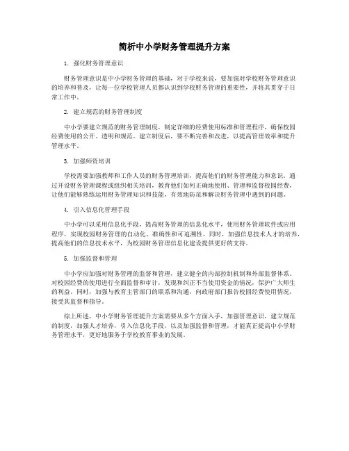 简析中小学财务管理提升方案