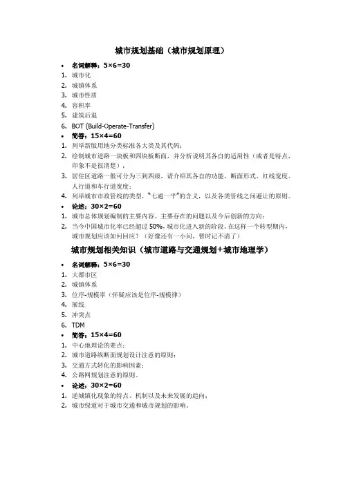 2013年南京大学城市规划考研真题(回忆版)  
