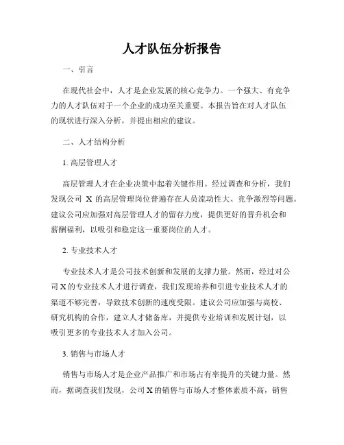 人才队伍分析报告