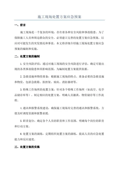 施工现场处置方案应急预案