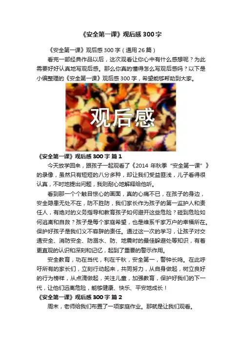 《安全第一课》观后感300字
