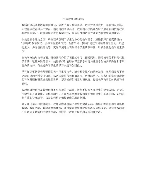 中国教师研修总结