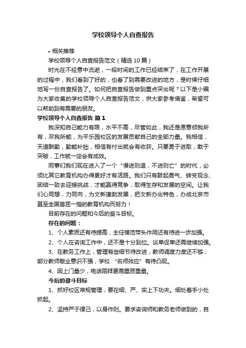 学校领导个人自查报告