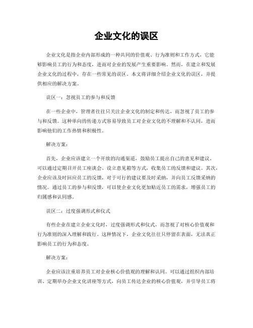 企业文化的误区