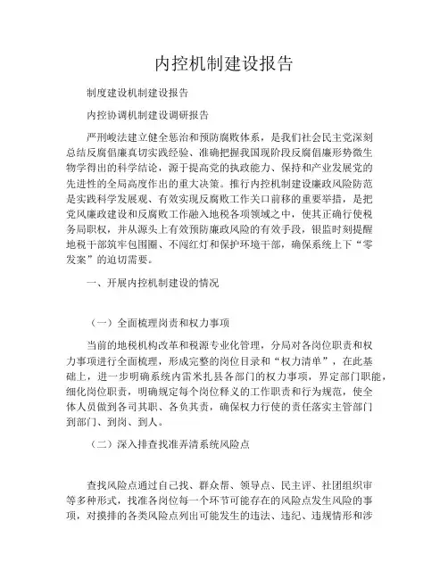 内控机制建设报告