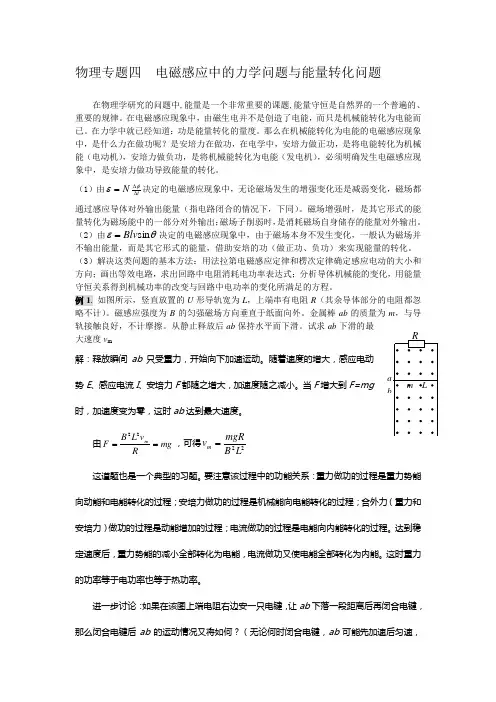 物理专题四  电磁感应中的力学问题与能量转化问题