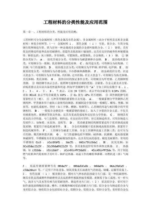 工程材料的分类性能及应用范围
