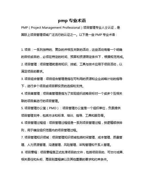 pmp专业术语