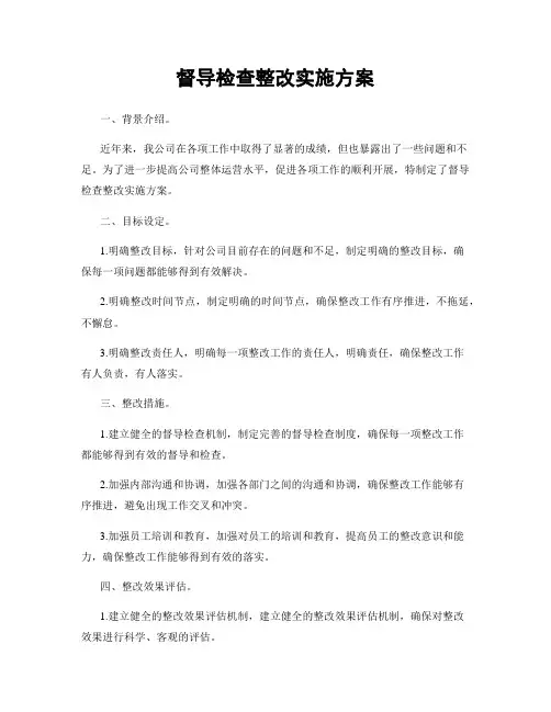 督导检查整改实施方案