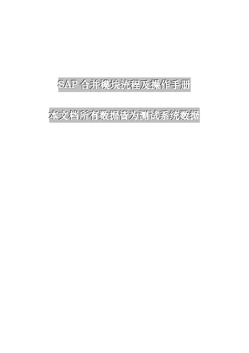 SAP合并模块业务流程及操作手册-通用