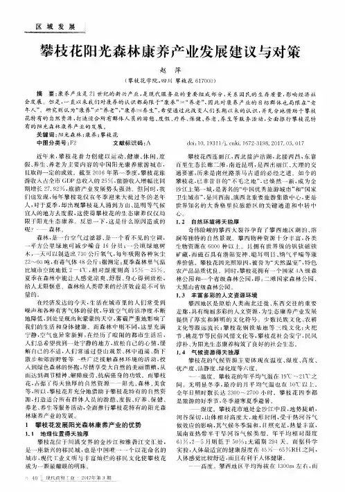 攀枝花阳光森林康养产业发展建议与对策