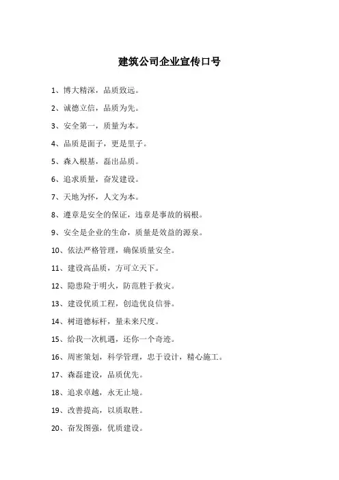 建筑公司企业宣传口号