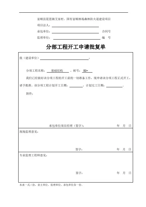 2.A-2分项工程开工申请批复单