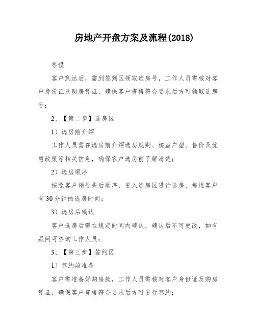 房地产开盘方案及流程(2018)