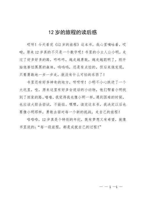 12岁的旅程的读后感