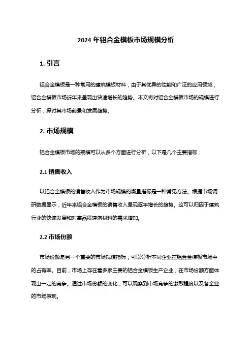 2024年铝合金模板市场规模分析