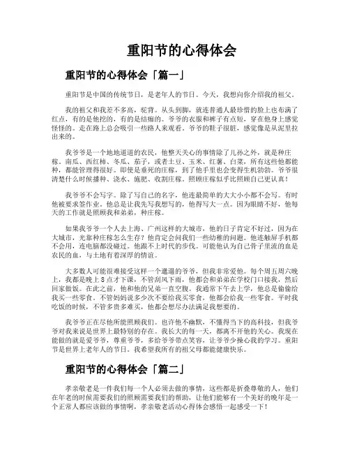 重阳节的心得体会