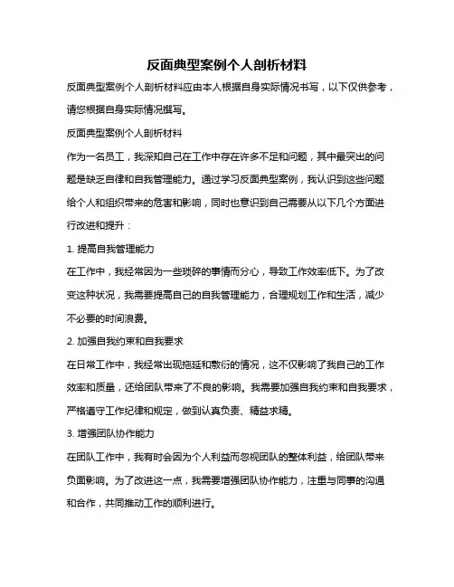反面典型案例个人剖析材料