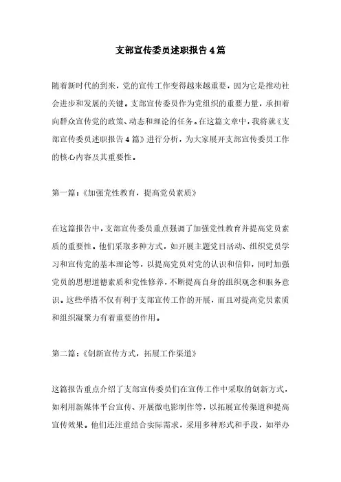 支部宣传委员述职报告4篇