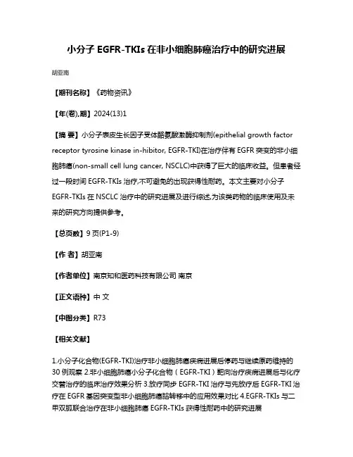 小分子EGFR-TKIs在非小细胞肺癌治疗中的研究进展