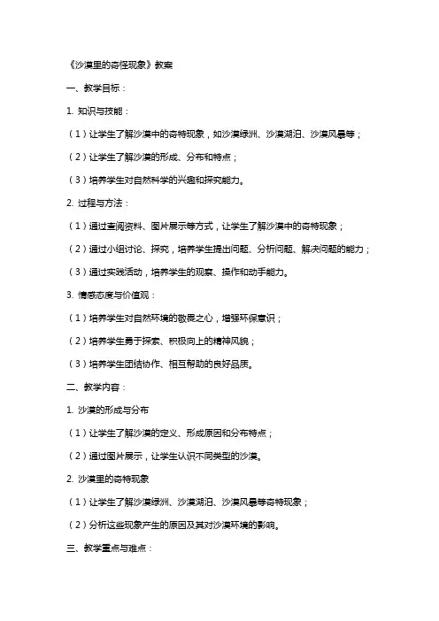 《沙漠里的奇怪现象》教案