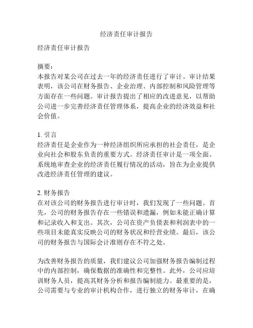 经济责任审计报告